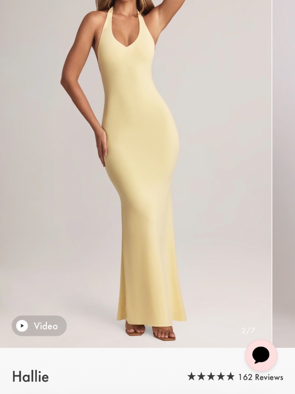 YELLOW LONG HALTER DRESS